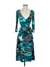 Paniz Print Teal Cocktail Dress Size 4 - photo 1