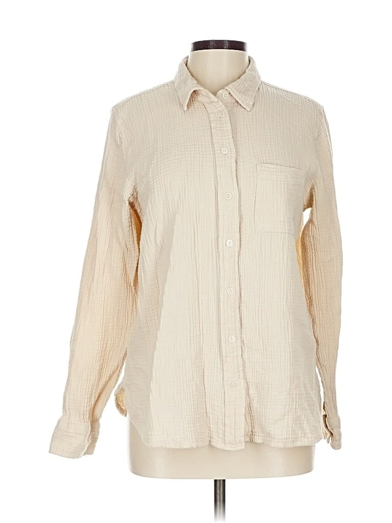 Pre-owned J.crew Factory Store Long Sleeve Blouse In White
