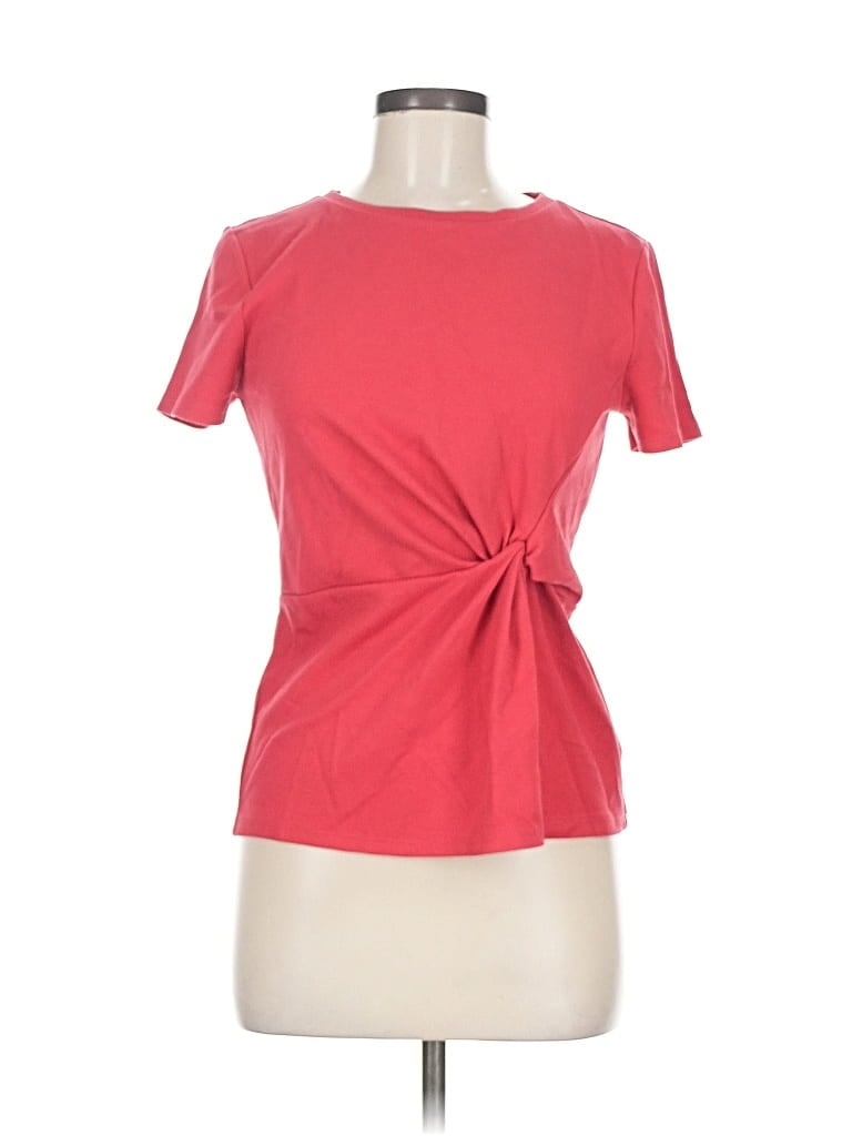 Pre-owned Express Short Sleeve Top Red Keyhole Neckline Tops