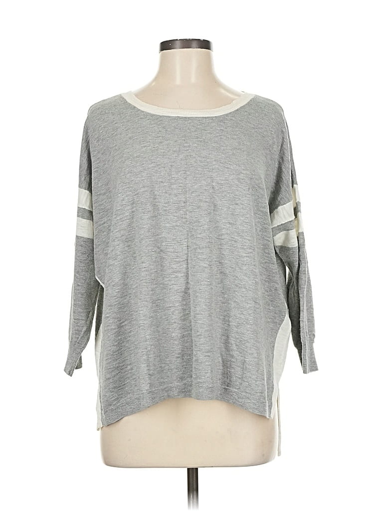 Pre-owned J.crew Factory Store 3/4 Sleeve Top Gray Boatneck Tops