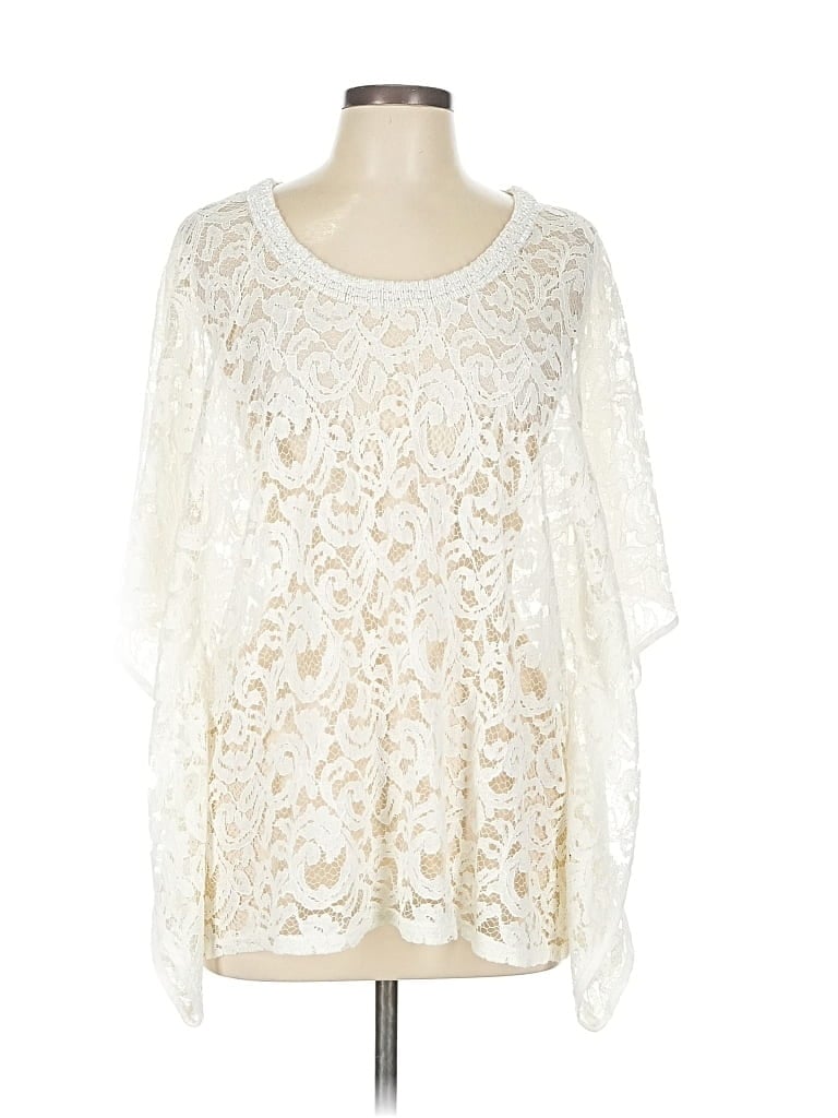 Pre-owned Karen Kane 3/4 Sleeve Blouse In White