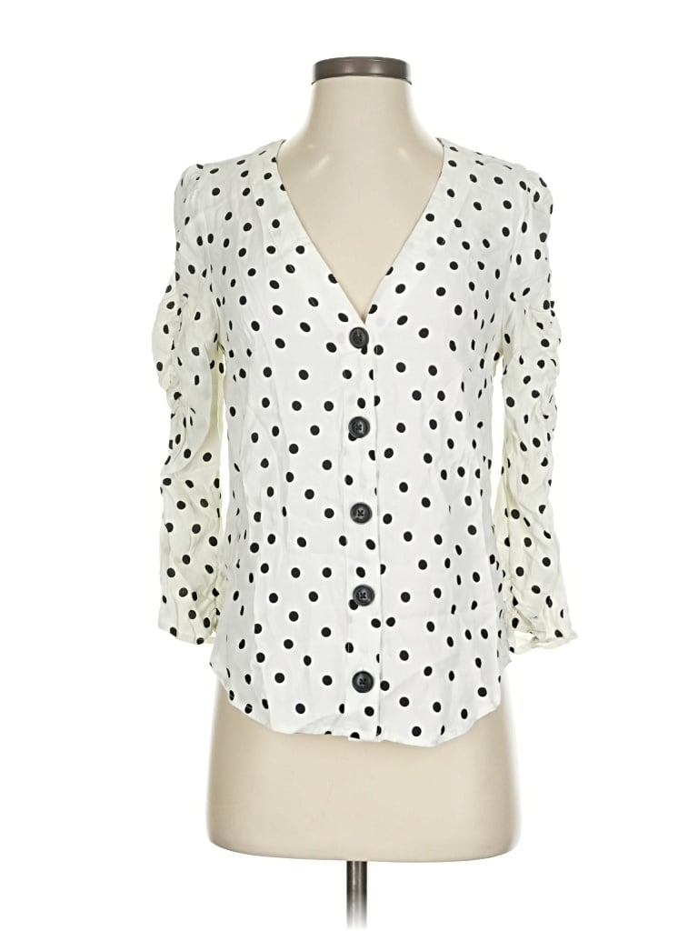 Pre-owned Maeve By Anthropologie 3/4 Sleeve Blouse In White