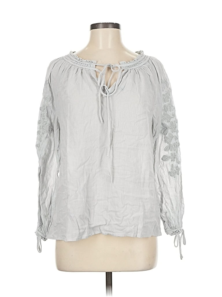 Pre-owned Lucky Brand 3/4 Sleeve Blouse In Gray