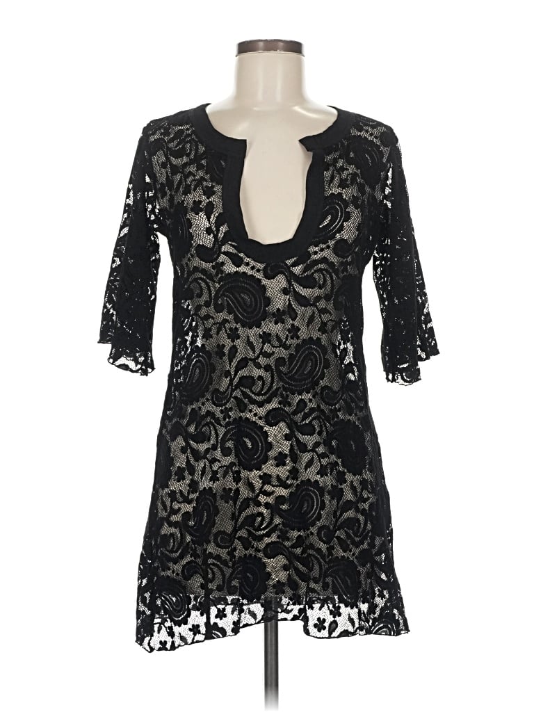 Pre-owned Jordan Taylor 3/4 Sleeve Top Black Keyhole Neckline Tops