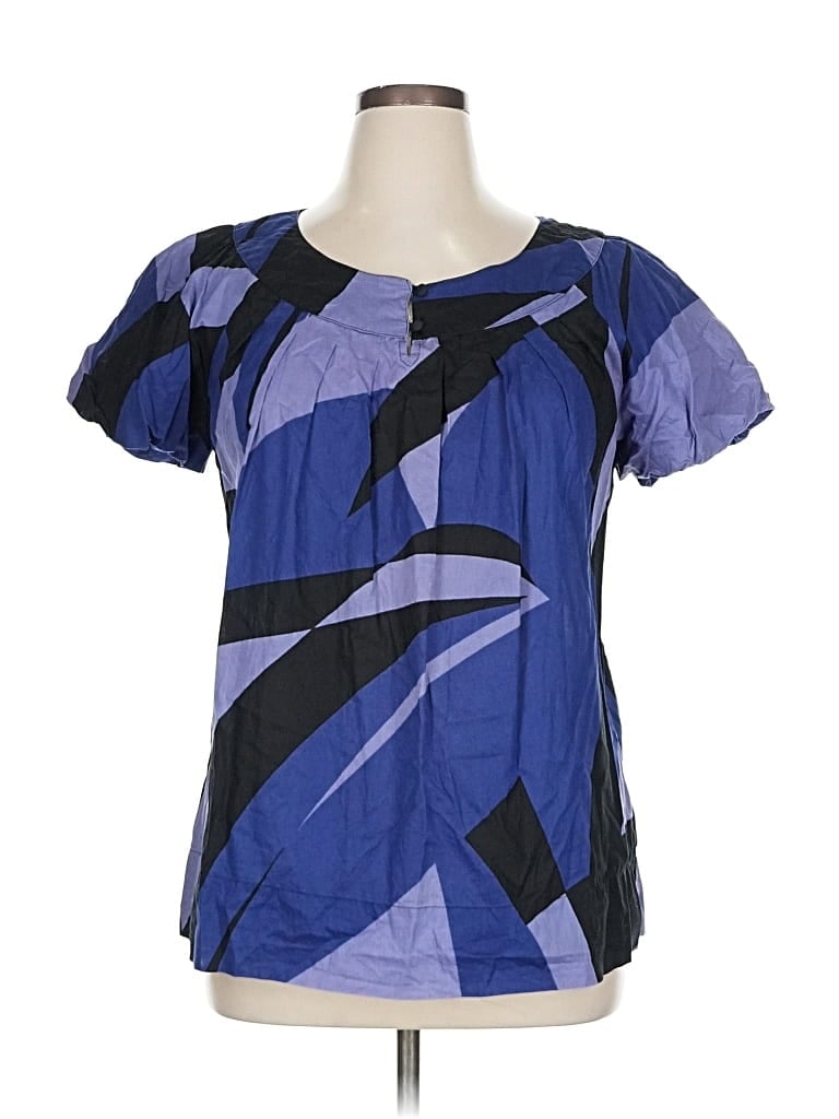 Pre-owned A.n.a. A New Approach Short Sleeve Blouse In Blue