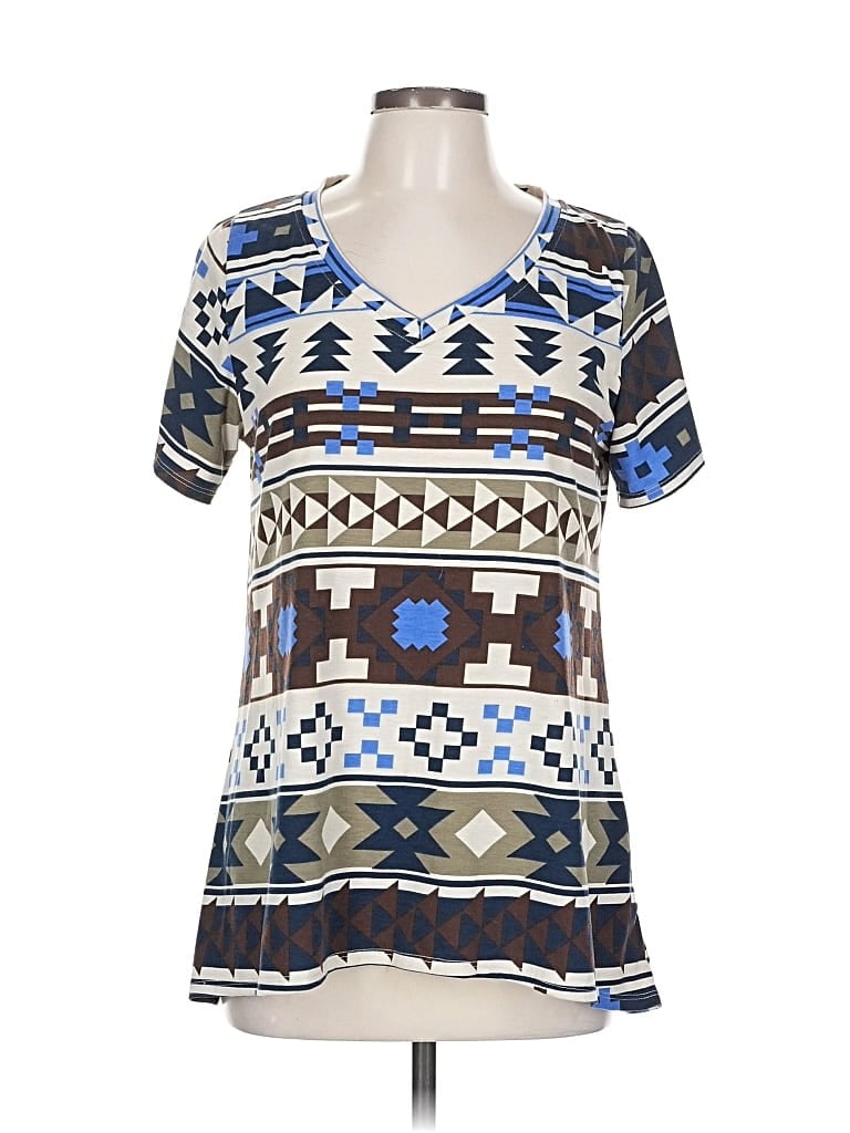 Pre-owned Lularoe Short Sleeve Blouse In Blue