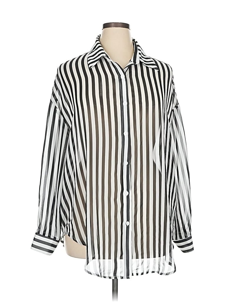 Pre-owned Shein Curve Long Sleeve Blouse In Silver