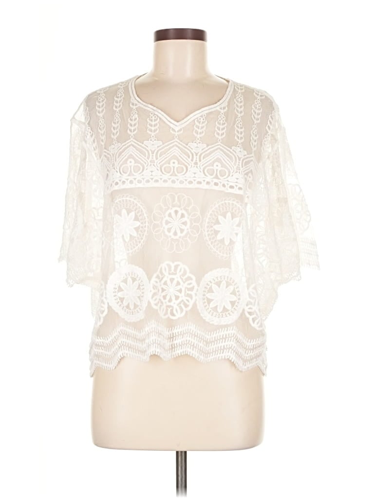 Pre-owned Rachel Zoe Short Sleeve Blouse In White