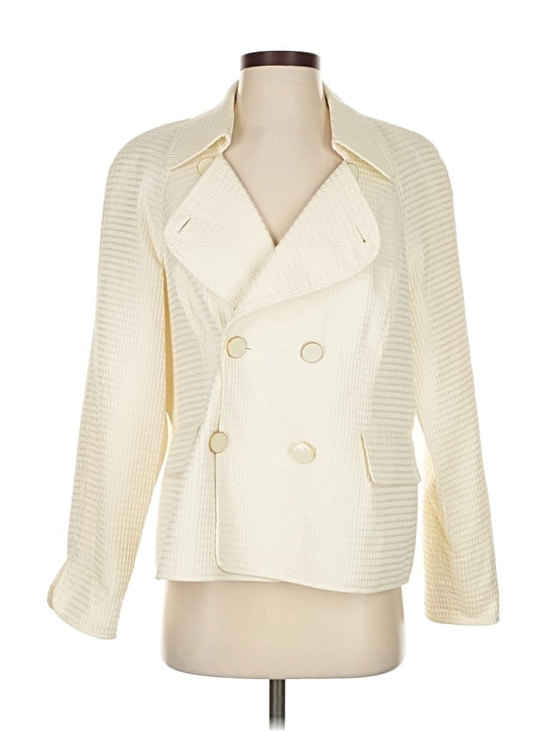 Pre-owned Talbots Blazer Jacket In White