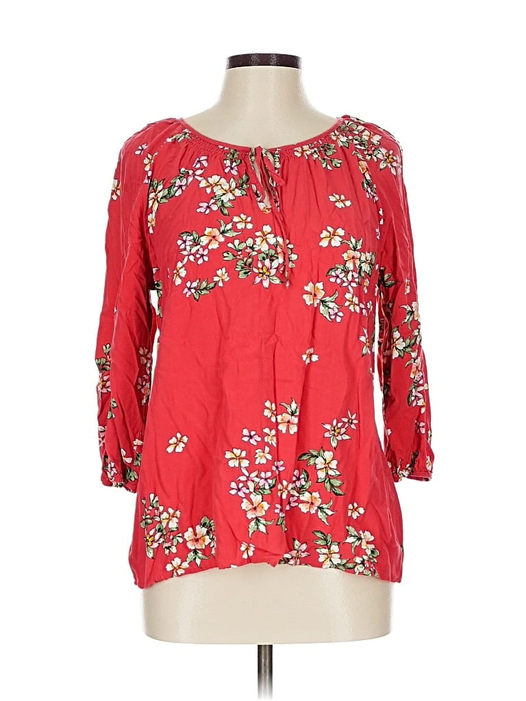 Pre-owned St. John's Bay 3/4 Sleeve Blouse In Red