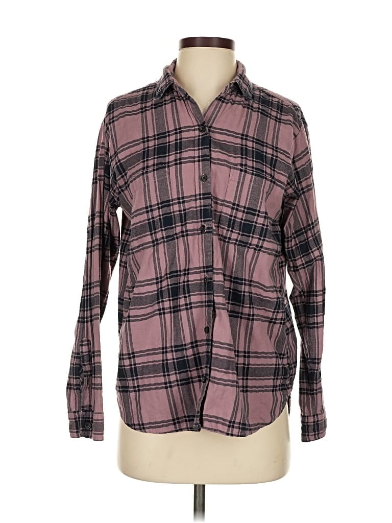 Pre-owned Abercrombie & Fitch Long Sleeve Button Down Shirt In Burgundy