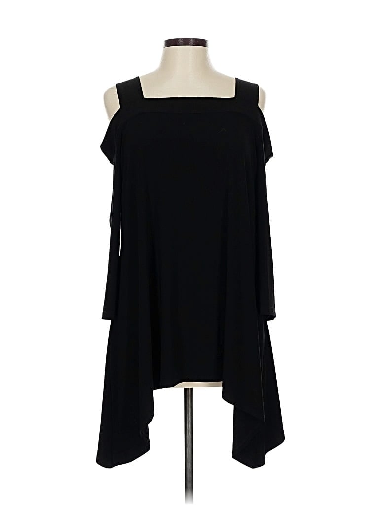 Pre-owned Clara Sun Woo 3/4 Sleeve Top Black Cold Shoulder Neckline Tops