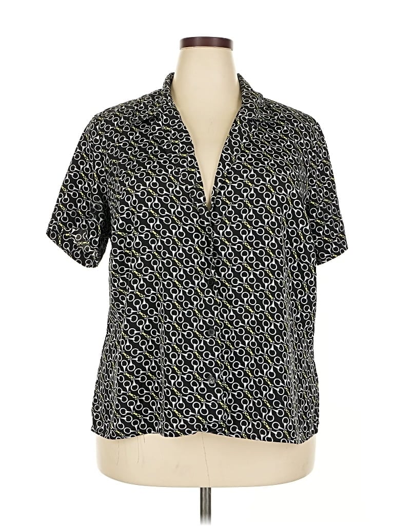 Pre-owned Elementz Short Sleeve Blouse In Black