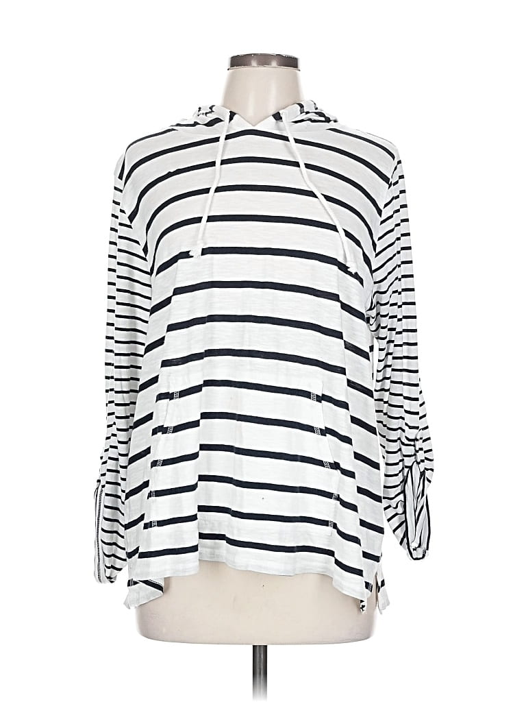 Pre-owned Jjill Long Sleeve Polo Shirt In White