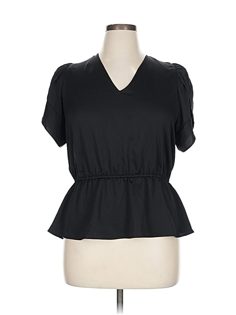 Pre-owned Nine West Short Sleeve Blouse In Black