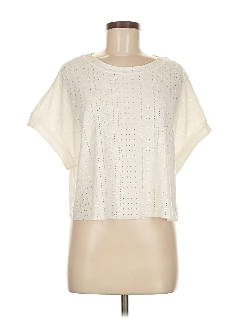 Pre-owned Zara Collection Short Sleeve Top Ivory Boatneck Tops In White