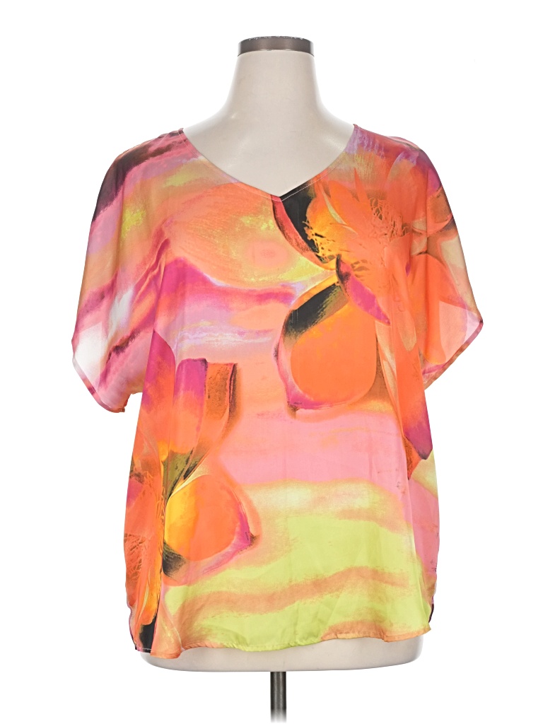 Pre-owned Jm Collection Short Sleeve Blouse In Orange