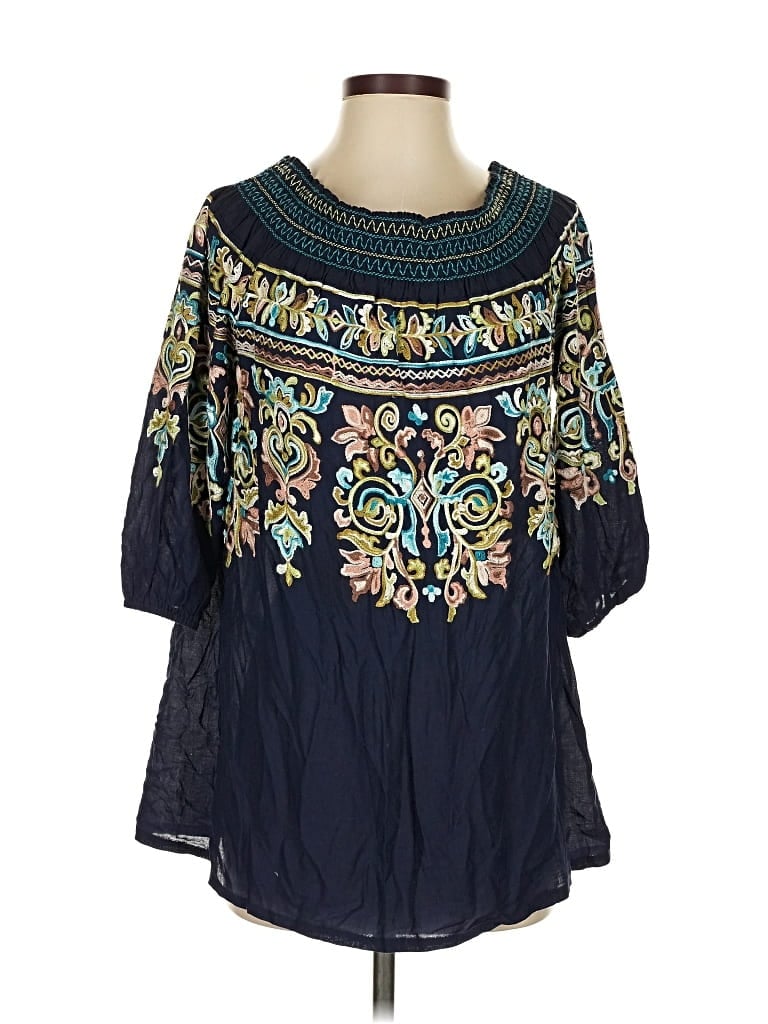 Pre-owned Kaktus 3/4 Sleeve Blouse In Blue