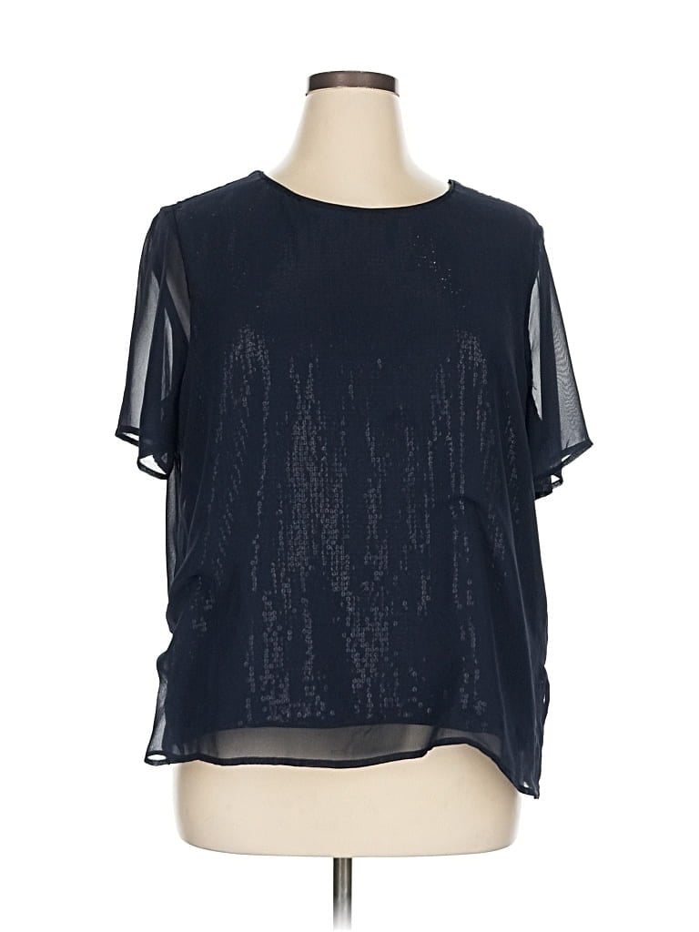 Pre-owned Vince Camuto Short Sleeve Blouse In Black