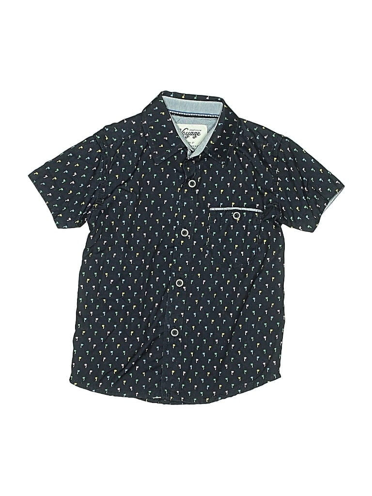 Pre-owned Assorted Brands Kids' Short Sleeve Button Down Shirt In Blue