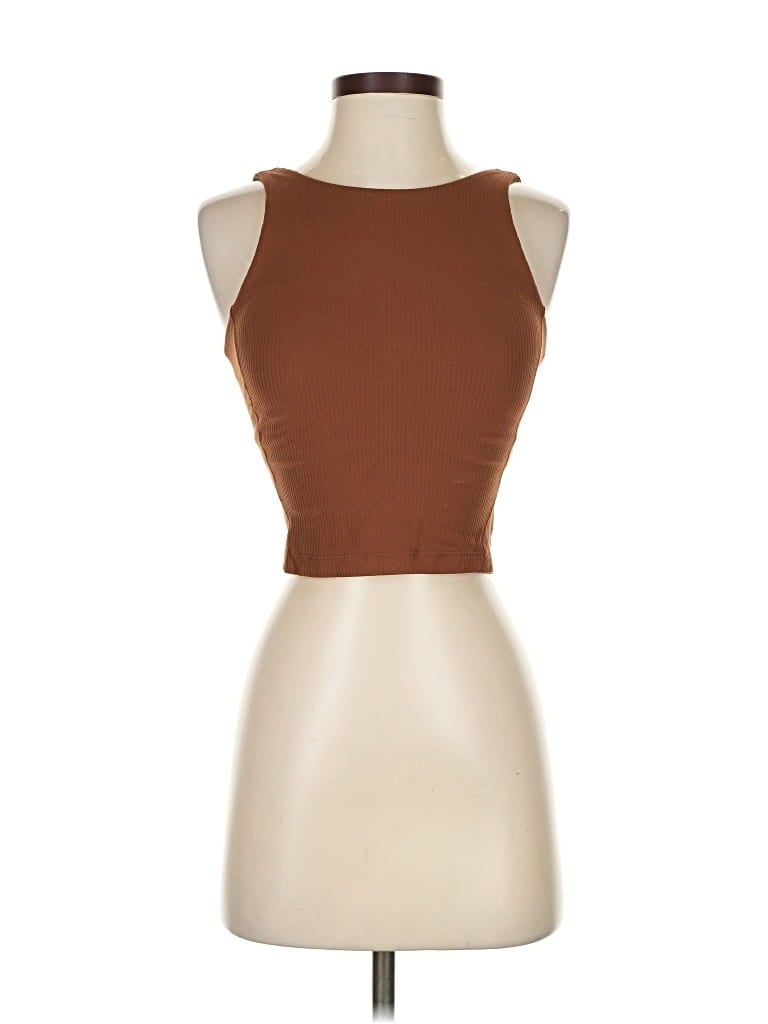 Pre-owned Lululemon Athletica Tank Top Brown High Neck Tops