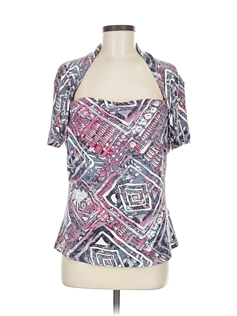 Pre-owned St John Short Sleeve Blouse In Pink