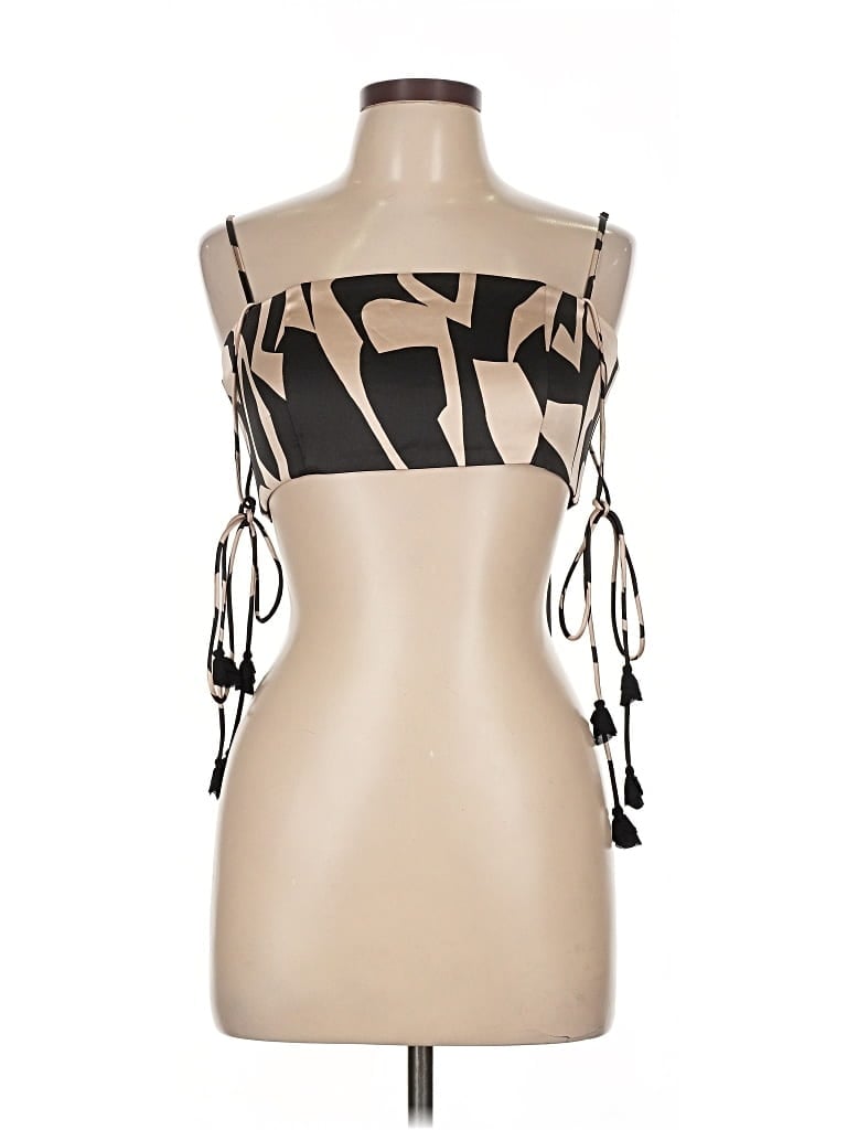 Pre-owned House Of Harlow 1960 Sleeveless Top Tan Strapless Neckline Tops In Brown