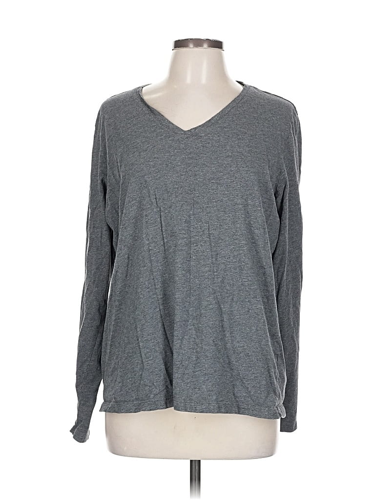 Pre-owned Lands' End Long Sleeve T-shirt In Gray