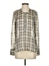 J.Crew 100% Silk Checkered-gingham Gray Long Sleeve Silk Top Size 4 - photo 1