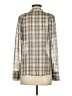 J.Crew 100% Silk Checkered-gingham Gray Long Sleeve Silk Top Size 4 - photo 2