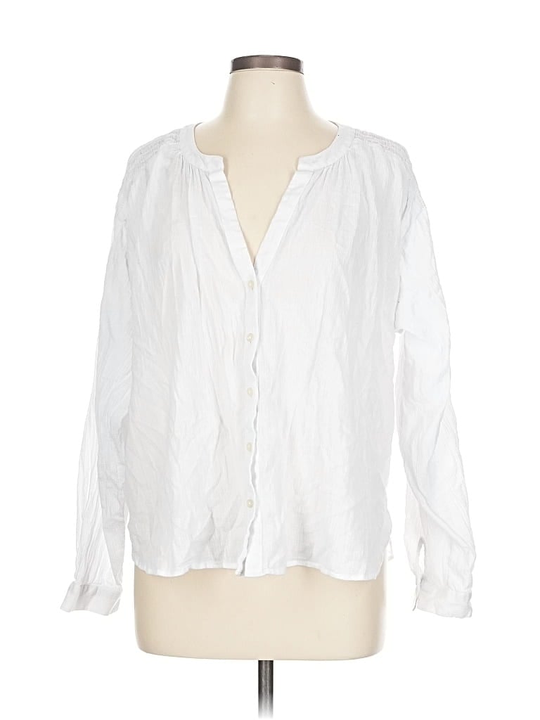 Pre-owned Ann Taylor Loft Long Sleeve Blouse In White