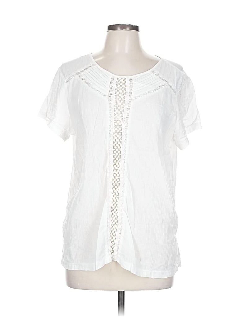Pre-owned Ann Taylor Loft Short Sleeve Blouse In White