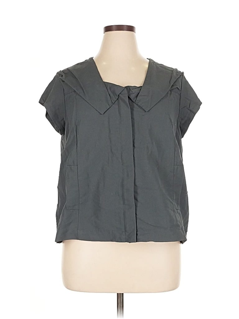 Pre-owned Simply Vera Vera Wang Short Sleeve Blouse In Gray