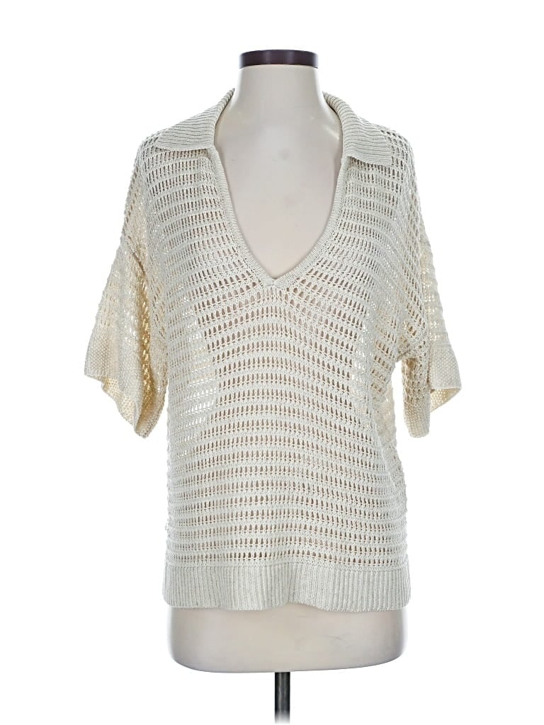 Pre-owned Max Studio Pullover Sweater In White