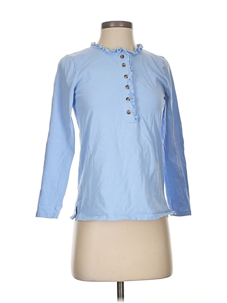 Pre-owned Ann Taylor Long Sleeve Polo Shirt In Blue