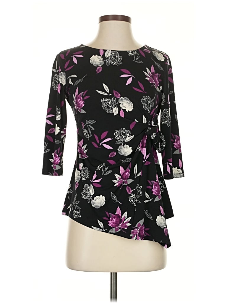 Pre-owned Alfani 3/4 Sleeve Top Black Boatneck Tops