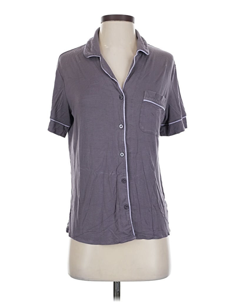 Pre-owned Auden Short Sleeve Blouse In Gray