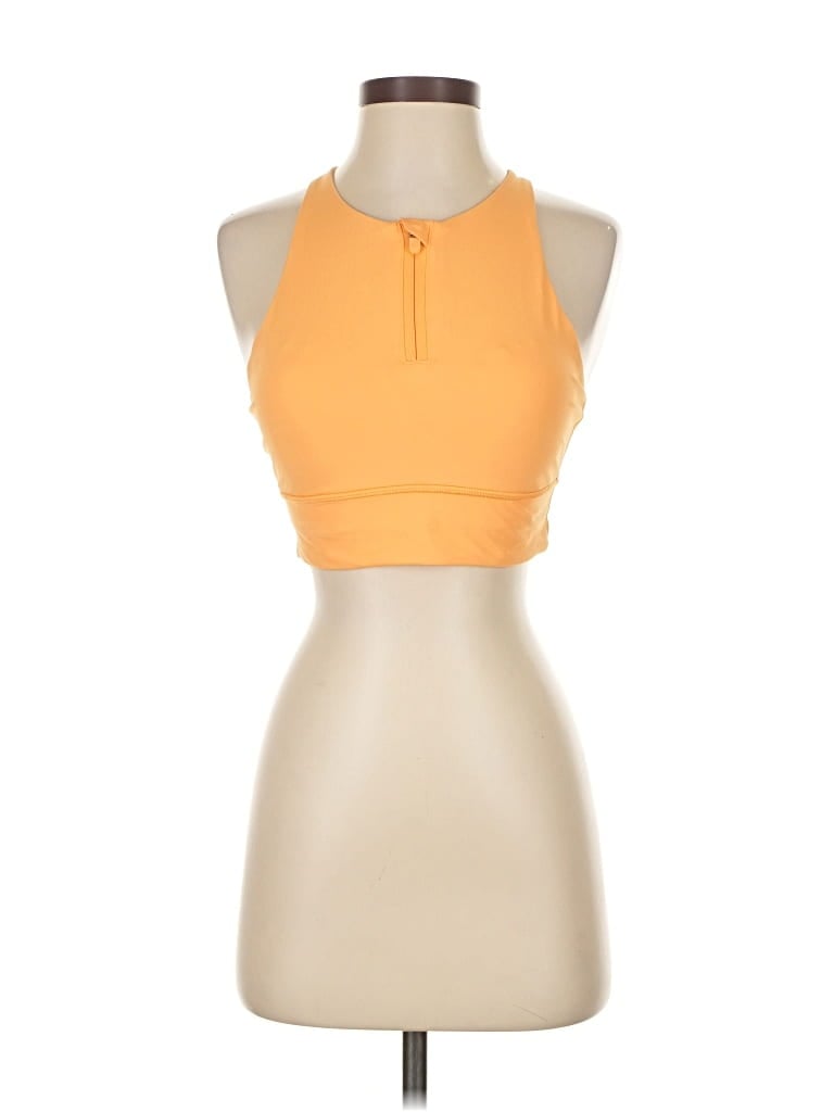 Pre-owned Lululemon Athletica Sleeveless Top Orange Halter Neckline Tops