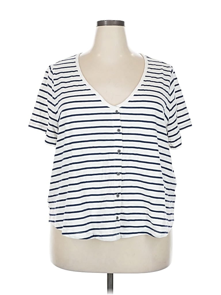 Pre-owned Old Navy Short Sleeve Henley Shirt In White