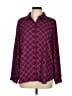 Elle 100% Polyester Argyle Burgundy Long Sleeve Blouse Size L - photo 1