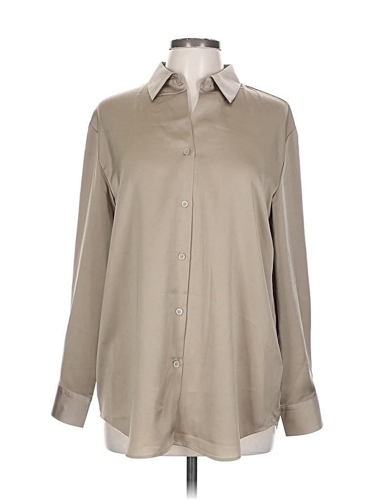 Pre-owned Uniqlo Long Sleeve Blouse In Brown