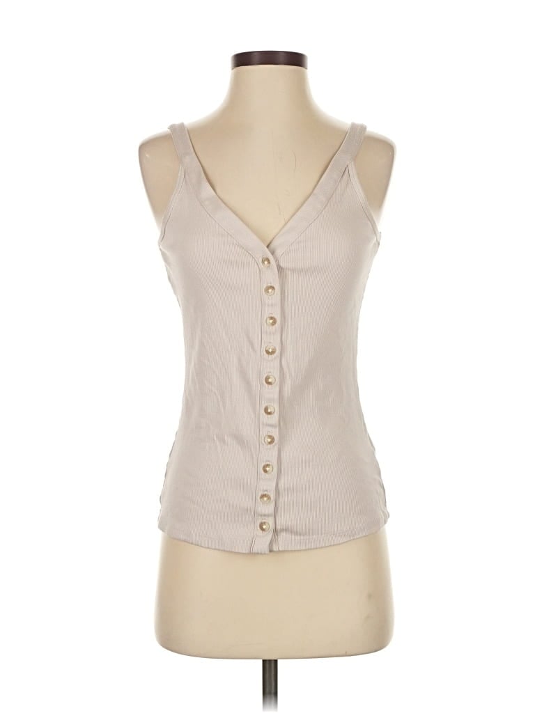 Pre-owned Elie Tahari Tank Top Tan Plunge Neckline Tops In Brown