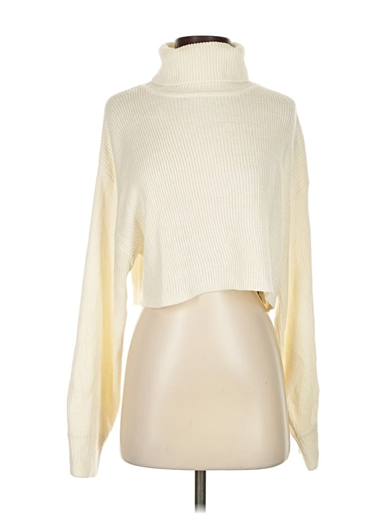 Pre-owned Divided By H&m Turtleneck Sweater In White
