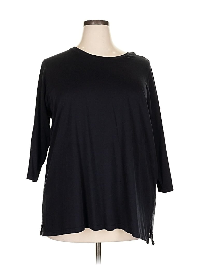 Pre-owned Lands' End 3/4 Sleeve T-shirt In Black