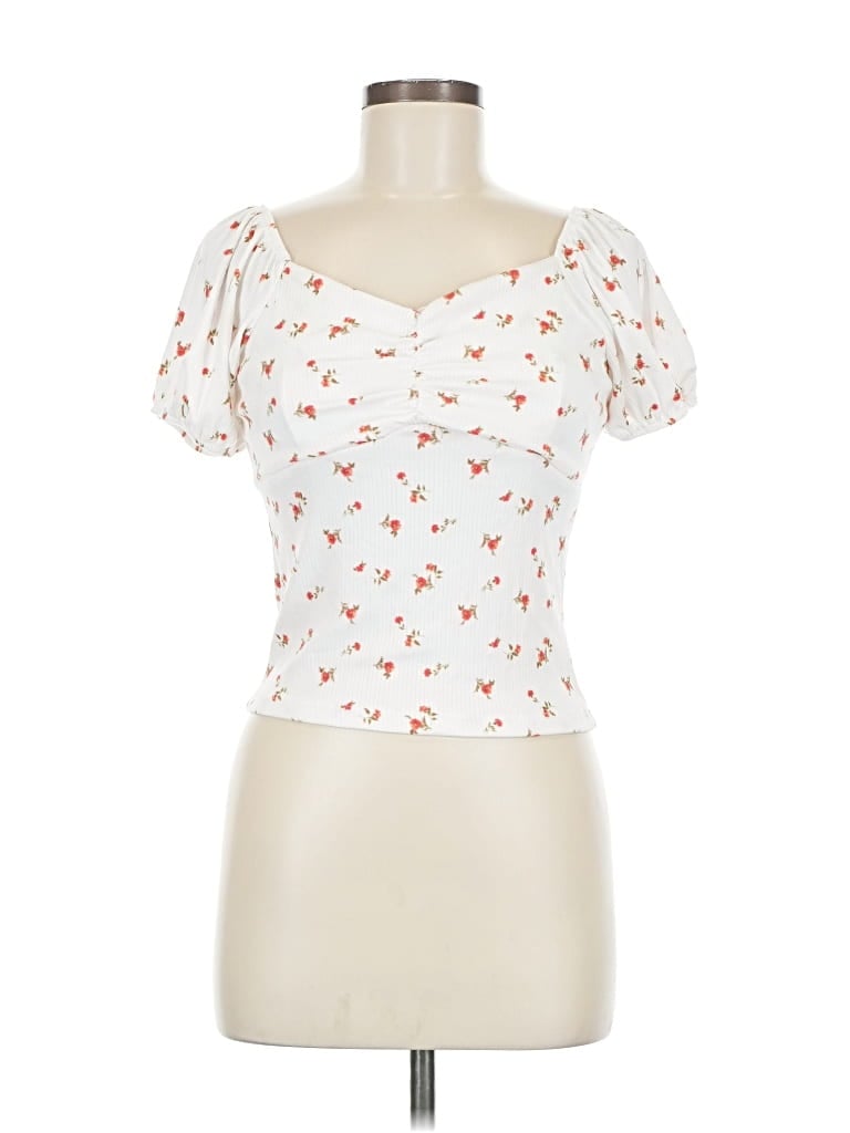 Pre-owned Vibe Sportswear Short Sleeve Top White Sweetheart Neckline Tops