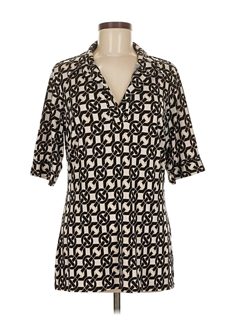 Pre-owned Laundry By Shelli Segal Short Sleeve Blouse In Black