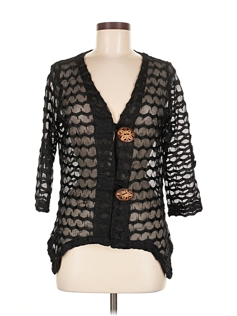 Pre-owned Nina Leonard 3/4 Sleeve Blouse In Black