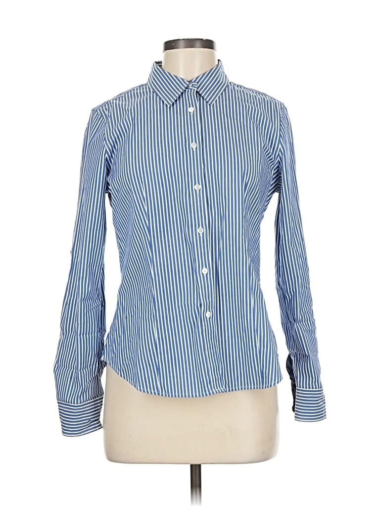 Pre-owned Talbots Long Sleeve Button Down Shirt In Blue
