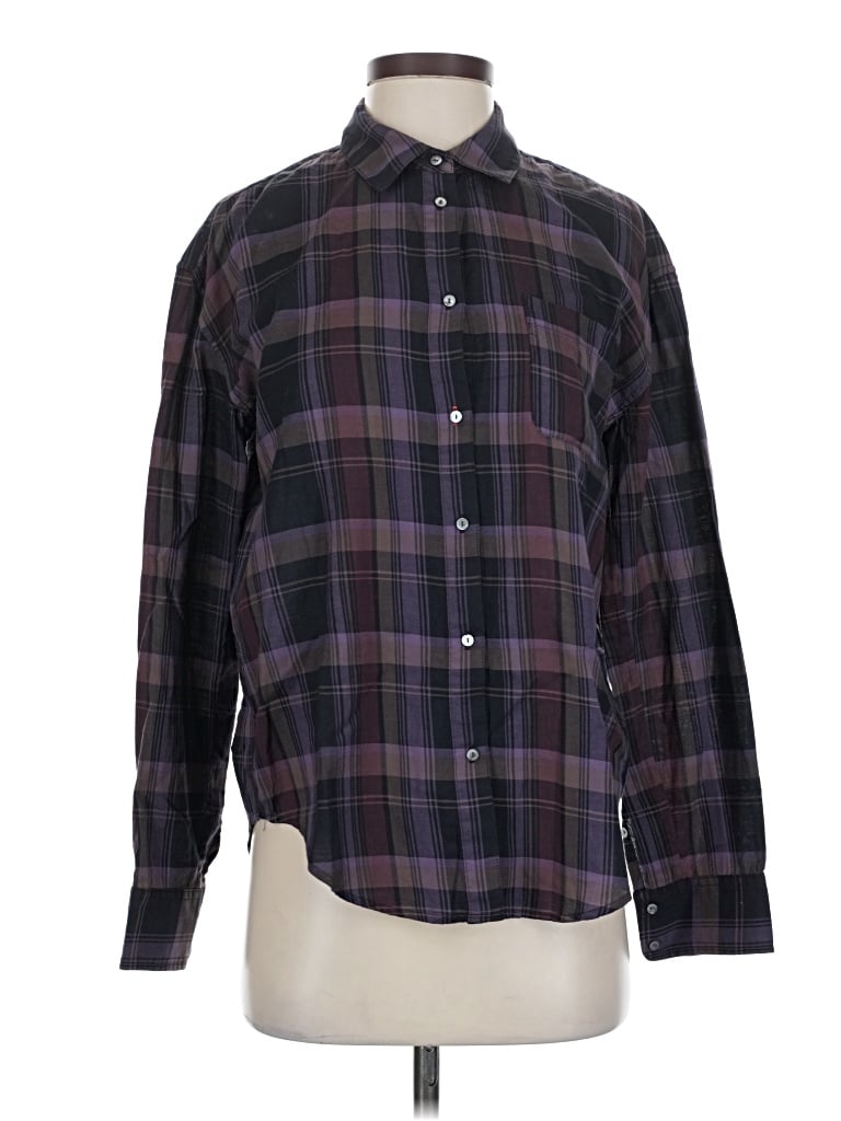 Pre-owned Elizabeth And James Long Sleeve Button Down Shirt In Purple