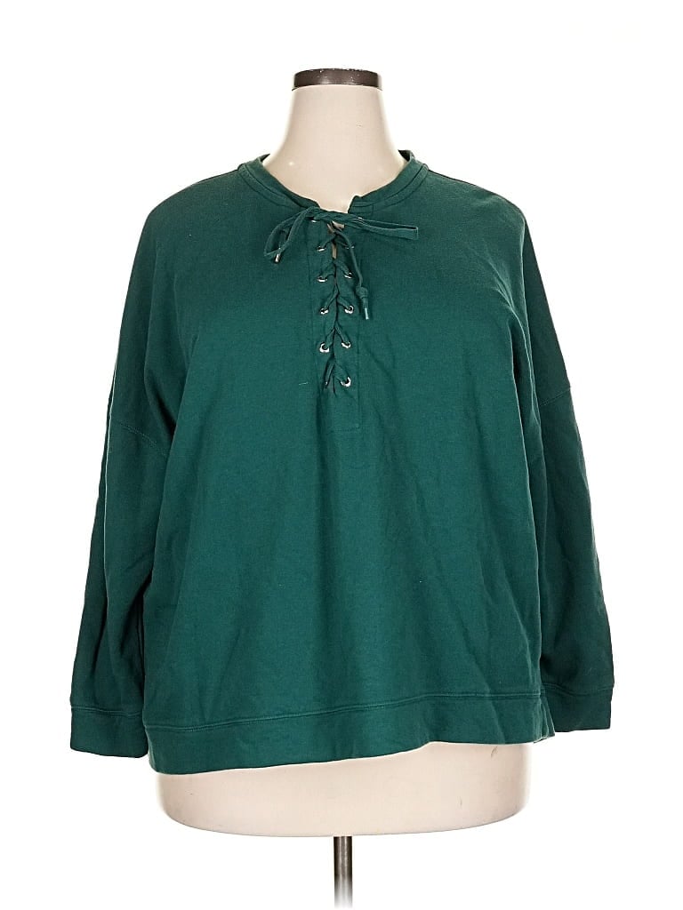 Pre-owned Ava & Viv Pullover Sweater In Green